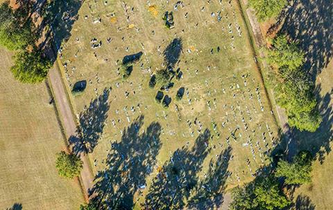 Aerial photography of the cemetery