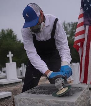 Gravestone cleaning photo